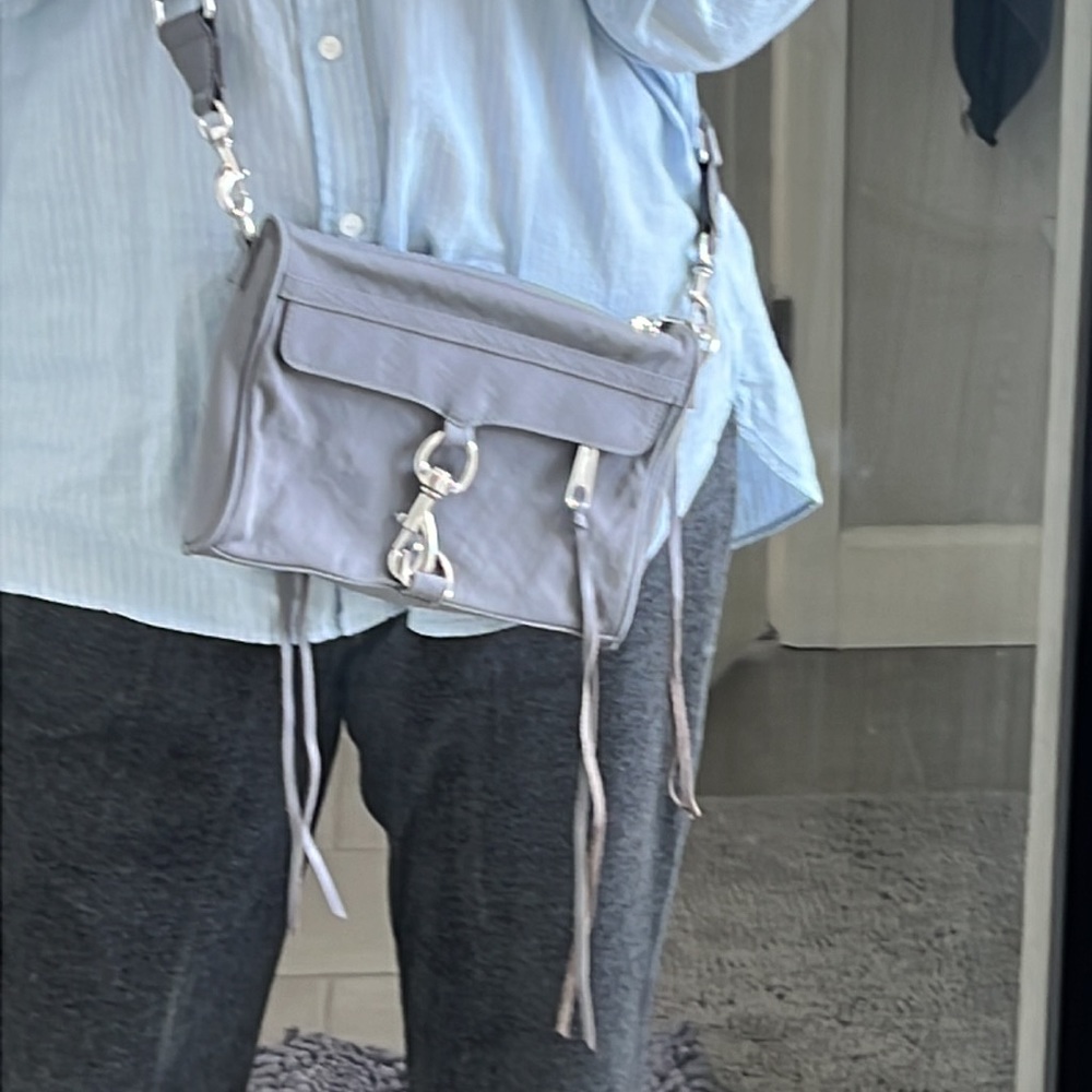 New without tags Rebecca Minkoff gray nylon crossbody bag with silver hardware.
